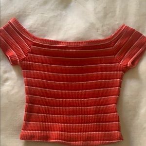 Urban Outfitters cropped, ribbed off shoulder top